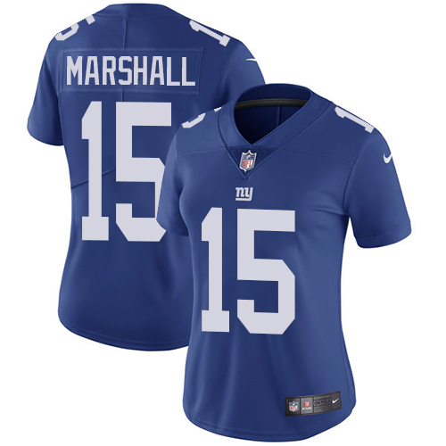 Nike Giants #15 Brandon Marshall Royal Blue Team Color Women's Stitched NFL Vapor Untouchable Limited Jersey - Click Image to Close